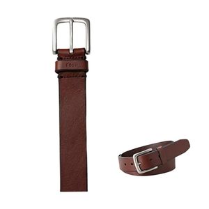 Fossil Brown Leather Belt with Silver Buckle